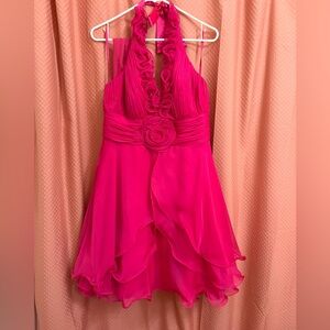 Elegant Pink Halter Dress